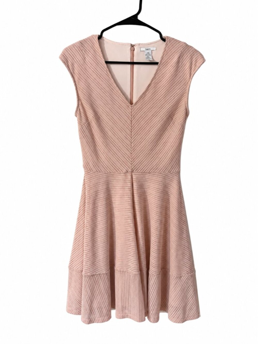 Bar III Blush Pink Eyelet V-Neck Fit & Flare Dress Size Medium